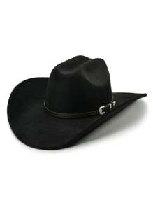 Women's Western Cowboy Hat With Belt Decor, Suitable For Daily Wear, Outdoor Beach Vacation, Wedding Hat - Multicolor - View 12