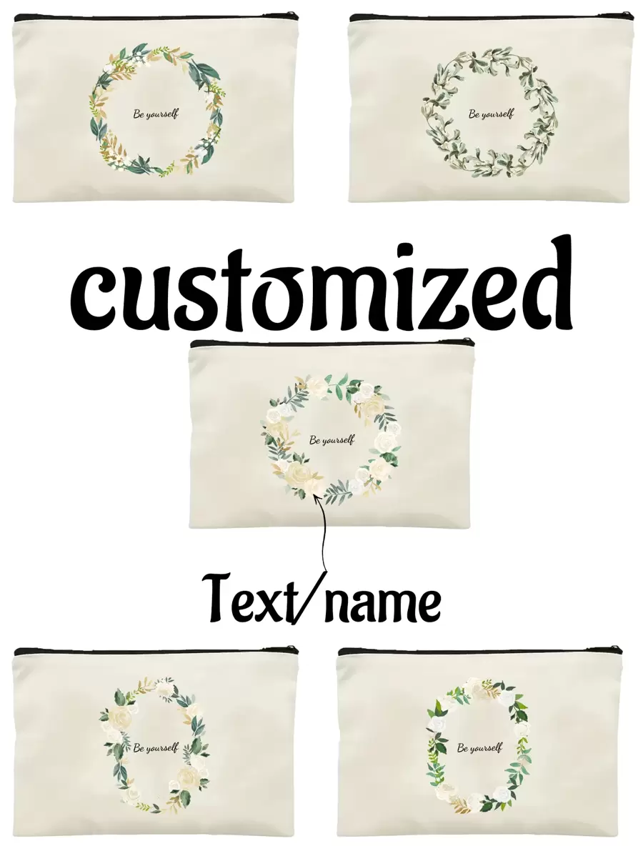 Flowers, Butterflies, Bows, Love, New Autumn Collection, Christmas Gift, Holiday Essential, Halloween, Christmas, Clutch, Coin Purse, Toiletry Bag, Makeup Bag, DIY, Gift For Girlfriend, Valentine's Day, Gift For Mom, Mother's Day, Travel, Bags, Women's Handbag, Travel Essential, Tote Bag, Customized Name - Beige - View 1