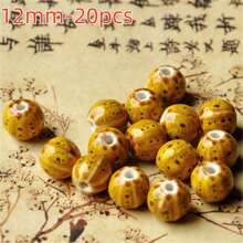 20Pcs Floral Glaze Watermelon Beads - Versatile Ceramic Charms For Diy Bracelets & Necklaces, Fashion Jewelry Crafting Accessories