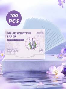 100pcs Lavender Oil-Absorbing Paper, Refreshing And Oil-Absorbing Face, Oil-Controlled Face Makeup Portable Oil-Absorbing Paper