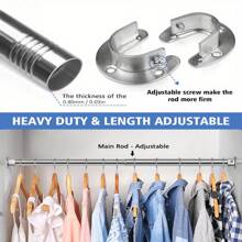 CTSZOOM Stainless Steel Adjustable Closet Rod, 5 Sizes Available From 15.75inch To 74.8inch, Heavy Duty Silver Closet Rod For Hanging Clothes, Wardrobe, Laundry Room, Room Divider Curtain Rod, Easy To Install, Suitable For Bathroom, Window, RV, Living Room, Bedroom, Curtain, Wardrobe - Silver - View 6