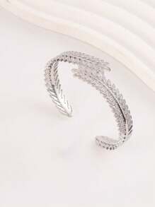 1 套女士新款欧美个性大树叶满钻手链和戒指套装 - 彩色 - 查看 2