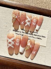 10PCS Handmade Wearable Nail Art Press-On Nails, Water Droplet High Heels Cat Eye Nail Shape Press-On, Charming Press-On Nails, Short Press-On Nails, Minimalist Design Nails, Full Coverage Fake Nails, Y2K Nails, Unique Creative Fake Nails, Promotional Daily Nails, Reusable Daily Nails For Women And To Use At Parties And Dinners, Reusable