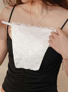 Premium Double-Layer Lace Trim Modesty Chest Covers For Women, Elegant Undershirt Chest Panel Bra Insert, Plus Size