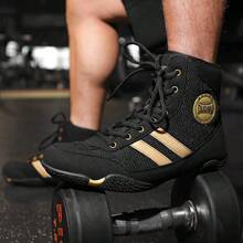 Men's Indoor Boxing Training Shoes, Rubber Sole Wrestling Shoes For Competition - Gold - View 7