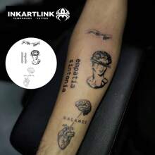 INKARTLINK INKARTLINK 8*18cm 1pc Herbal Juice Temporary Tattoo, Heart Letter Fate Magic Tattoo, 15 Days Tattoo, Semi-Permanent Tattoo, Realistic Fake Tattoo, Lasting 1-2 Weeks