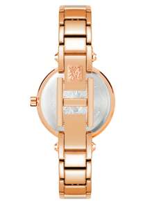 Anne Klein 女士钻石表盘手镯表，搭配腮红粉色珍珠贝母表盘，女士奢华礼品手链表，珐琅填充玫瑰金色手镯表，AK/1980BMRG - 玫瑰金 - 查看 10