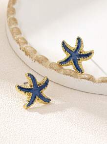1 对时尚、优雅、简约的海星耳环 - 滴釉海星耳環 - 查看 4