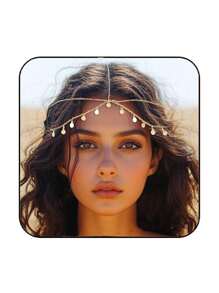 1 pezzo Elegante catena per capelli vintage con onde e glitter e nappe - Perfetta per feste e festival, accessorio per capelli in metallo da donna, catena per capelli rotonda, gioiello per la testa lussuoso per accessori da sposa, gioielli per capelli, outfit Y2K, accessori per rave, accessori per capelli