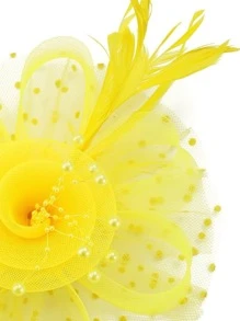 女士迷人帽子 50 年代和 60 年代花朵网状丝带羽毛头带带夹子、优雅茶会、肯塔基赛马会或婚礼头饰、特殊场合帽子 | 复古风格帽子 | 羽毛装饰帽子