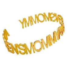 1pc Customized Stainless Steel Minimalist Fashion Adjustable Push-Pull Bracelet, Personalized Name Plate ID Bangle, Classic 18K Gold Plated Design, Elegant Boho Style, Perfect Gift For Mother, Wife, Best Friend, Women