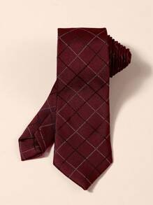 1pc 6cm Narrow Tie With Stripe & Plaid Pattern, Formal Business Attire With High-End Style