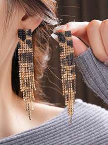 2 件套奢华复古豹纹水晶项链和耳环首饰套装，送给妻子或女友的礼物，适合女性日常或派对佩戴 - 銀色 - 查看 3