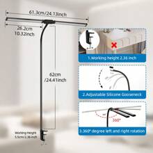 Lámpara de escritorio LED flexible de 24W con 2 cabezales, cable USB, brillo ajustable, instalación de abrazadera, lámpara de lectura que cuida los ojos para escritorio de oficina, escritorio de computadora, biblioteca, escuela, dormitorio, estudio, laboratorio, sala de costura, sala de estar