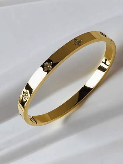 Bracelet jonc en acier inoxydable plaqué or 18 carats avec cubic zirconia cubiques de couleur, bijou de mode pour femmes