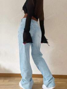 Women Retro Baggy Straight Leg Jeans