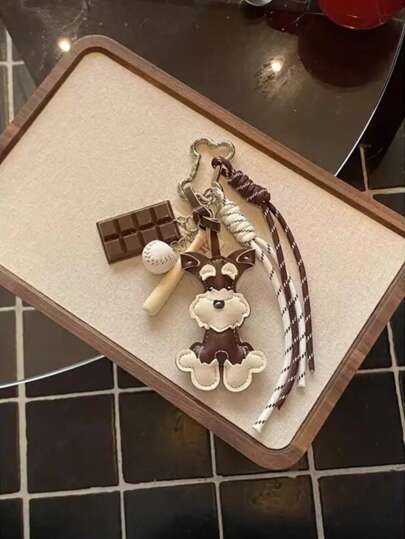 Yogodlns زينة عقدة ربطة عنق على شكل كلب شنوتزر، سلسلة مفاتيح، قلادة مفتاح، سلسلة مفتاح مزينة بعقدة، مناسبة للفتيات/النساء، للعمل/المدرسة، هدية صغيرة لها، لتعزيز جاذبيتك، تصميم ثنائي الوجه متعدد الاستخدامات للحقيبة والهاتف وسلسلة المفاتيح، مجموعة سلسلة مفاتيح إبداعية (يمكن استخدامها بشكل منفصل)