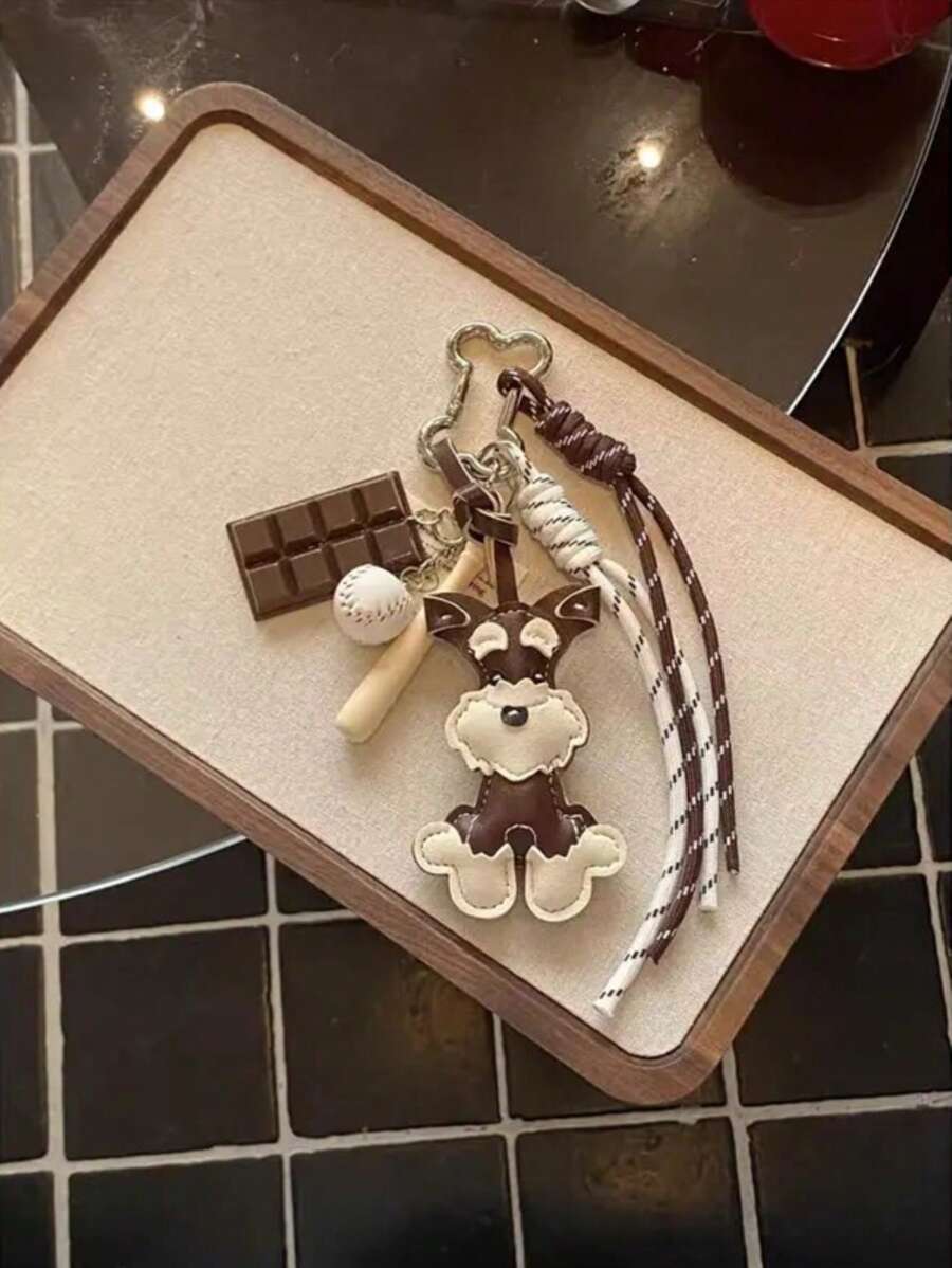 Yogodlns INS 風格 雪納瑞狗狗蝴蝶結裝飾吊飾 鑰匙圈 鑰匙鍊吊墜 附結飾掛繩 適合女性 - 彩色 - 查看 1