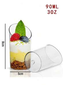 50pcs/Set Slanted Transparent Plastic Cups For Pudding, Mousse, Jelly, Party, Suitable For Mousse, Pudding, Desserts, Mini Ice Cream Cakes Etc. Reusable For Dessert Decoration, Birthday Party, Wedding Party And Other Events (Additional 10pcs Available For Purchase) - Multicolor - View 16