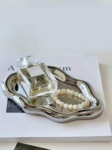 1pc Cloud Shaped Ceramic Tray, Jewelry Makeup Trinkets Storage Tray, Home Room Office Decor, Mother's Day Spring Gift