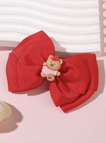 2pcs/Pack Cute Red Bow Teddy Bear DIY Hair Clips Children Girl Hair Accessories
