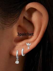 3 paar perfecte 24K vergulde kubieke zirkonia oorbellen voor vrouwen Zirconia creolen set