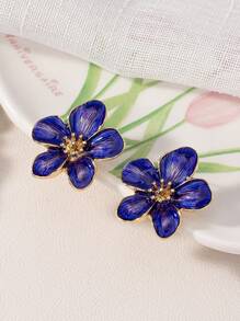 1 par de aretes de flor pequeña esmaltada para mujeres, adecuados para fiestas, exteriores y uso diario en San Valentín