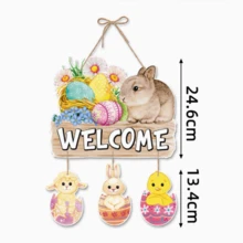 4pcs/Set Easter Decorative Door Hangings, Happy Easter Bunny Celebration Decors (Random Color)