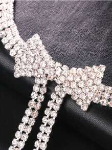 Fashionable Elegant Rhinestone Bow Decor Waist Chain