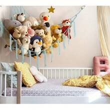 毛绒娃娃储物吊床，超大悬挂式吊床架，适用于家庭、客厅、卧室装饰，可爱有趣的礼物，39.4"X39.4"X55.1" 房间装饰 - 多色 - 查看 6