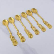 6 Peças Conjunto de Colheres de Café de Metal, Colheres para Café, Sobremesa, Fruta, Ideal para Celebrações de Feriados e Mesa de Jantar de Volta às Aulas