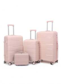 6pcs Set PP Zipper Fashion Travel Trolley Suitcase Unique Highly-Rated Luggage With Spinner Wheels + Travel Bag, Suitable For Teens, Casual Outdoor, Athletic, Vacation, Travel, Graduation Gifts, Birthday Outfit Accessories