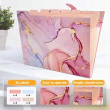 Marble Style File Folder With 8 Pockets, Expanding File Folders With Labels, Accordion File Organizer A4 Letter Size For School, Office And Home, Colors Optional,Back To School,School Supplies