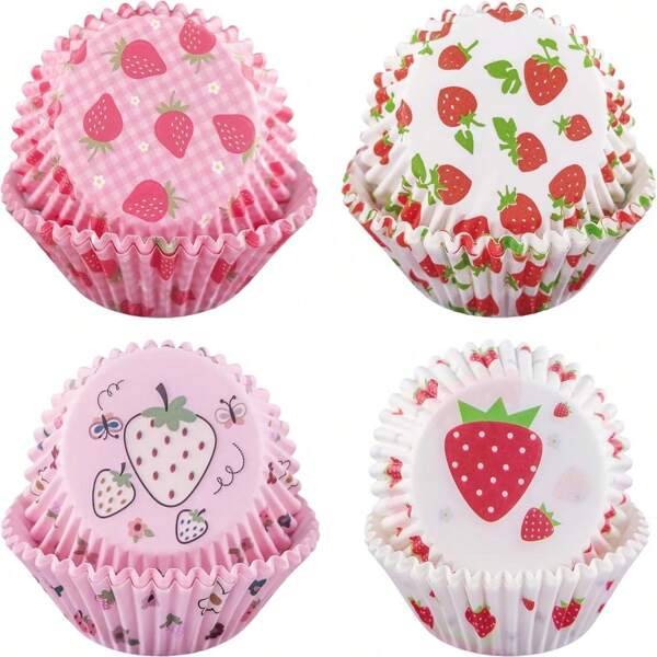 100pcs Easter Kitchen Strawberry Cream Cake Baking Ingredients, Kitchen Tools, Baking Accessories, Bakeware, Cake Stands, Candy Stands, Cake Decorations, Baking Molds - Ideal For Weddings, Holidays, Strawberry Themed Parties, Baby Showers, Friend Gatherings, Best Gifts For Baking Enthusiasts