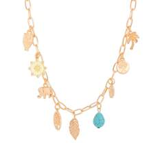 欧美风格时尚太阳项链女款几何金属心形吊坠锁骨链 - 樹葉 - 查看 6