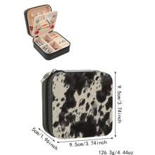 1pc Animal Print (Leopard & Cow) Faux Leather Jewelry Box, Detachable And Stylish, Suitable For Valentine's Day, Mother's Day, Birthday, Graduation Gifts