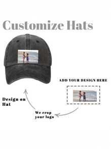 1pc Customizable Photo Baseball Cap, Grey Washed Vintage Look, Adjustable Strap, Suitable For Outdoor Sports, Birthday, Anniversary And Special Occasions Gifts