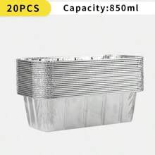 20pcs Rectangle Aluminum Foil Baking Trays, Multi-Size Take-Out Food Containers, Disposable Foil Pans Ideal For Baking, Heating, Storage, Food Preparation