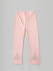 3 件装儿童纯色水钻装饰七分紧身裤，面料轻薄，可单独穿着或作为内裤，适合春季