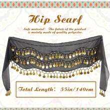 女士肚皮舞服装套装，波西米亚风硬币臀巾，硬币手链，钓鱼耳环，小硬币发链，项链，适合演出舞会 - 彩色 - 查看 4