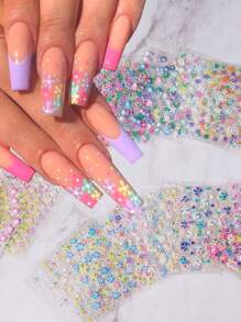 10/30pcs Colorful Flower, Bow Knot, Heart Shape, Butterfly Petals 3D Nail Art Stickers, Shiny Decals For DIY Nail Decoration, Suitable For Women And Girls