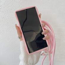 Funda de teléfono móvil de color macaron con onda de concha de color piel, suave TPU, cuerda de tela larga DIY Cordón para el hombro/Cordón oblicuo para el hombro/Cordón para el cuello para teléfono móvil, funda protectora compatible con Apple iPhone11/12/13/14/15/16Promax