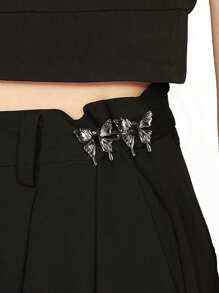 1pc Women's Metal Waist Belt With Butterfly Rhinestone Buckle, Fashionable Unique Detachable Adjustable Metal Waist Accessory, Suitable For Daily Wear And Best Gift For Friends - Multicolor - View 5