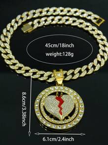 1 件全新旋转心形吊坠，独特个性化嘻哈男士珠宝，适合日常佩戴和派对 - 可旋轉愛心 - 查看 8