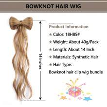 14 Inch Bowknot Curly Ponytail Hair Extensions, Claw Clip Curly Ponytail Hair Extensions, Suitable For Children And Girls - Multicolor - View 4