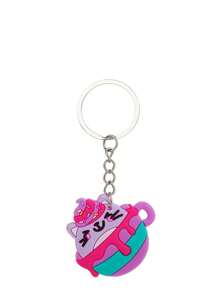 1/6 Piezas Llavero con colgante de anillo de hierro/plástico de niño y niña con diseño de gato de dibujos animados, lindo accesorio decorativo para equipaje, pequeño regalo para familiares y amigos - A - Ver 8