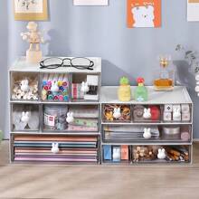 Desktop Storage Box Drawer Can Be Stacked Student Desk Stationery Shelf Office Debris Cute Rabbit Head Handle Storage Box, Stationery Pen Holder Office Debris Sorting Box, Suitable For Office Desks.