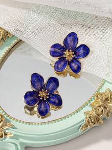1 par de aretes de flor pequeña esmaltada para mujeres, adecuados para fiestas, exteriores y uso diario en San Valentín