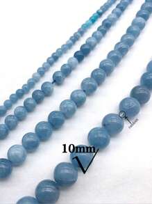 1 Strand Natural Stone Beads Blue Angelite Round Loose Beads 4 6 8 10mm Escolha o tamanho para fazer joias Pulseira DIY 15" Strand Presentes masculinos e femininos - Azul - Ver 9