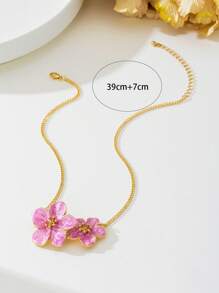1pc elegante e charmoso rosa lágrima em forma de 5 pétalas flor pingente colar para mulheres